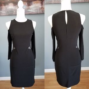 NWT Black BEBE Cold Shoulder Dress w Side Cut Outs
